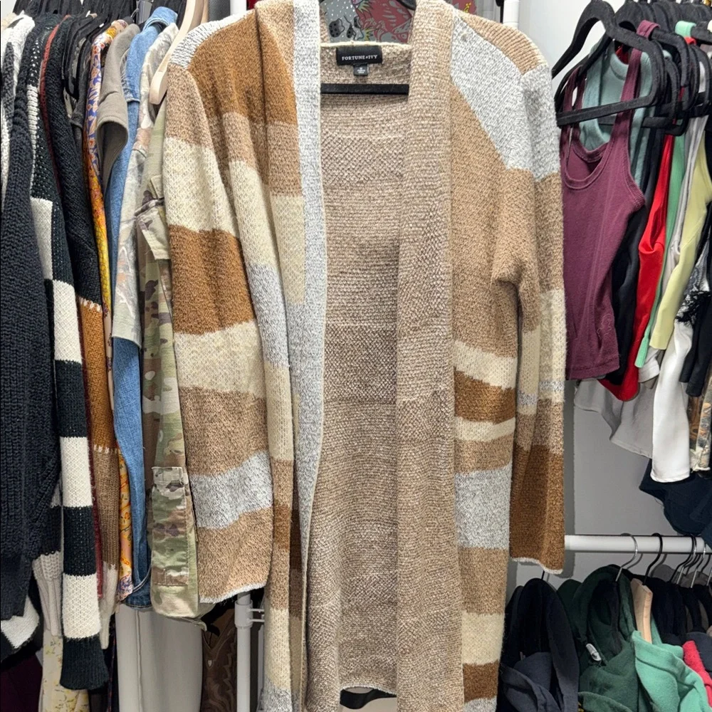 Striped Open-Front Cardigan - Picture 1 of 5